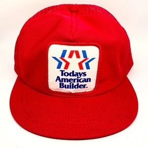 Todays American Builder red SnapBack‎ trucker hat 80’s vintage mesh foam